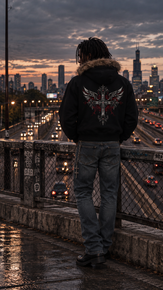 CRIMSON DIVINTY FUR HOODIE