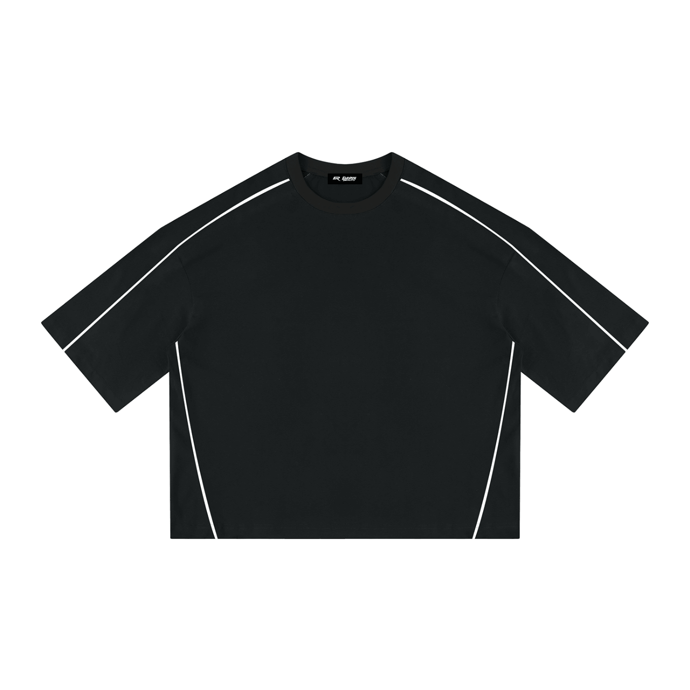 Yin Yang Pump Cover, heavyweight boxy gym shirt with drop shoulder design and contrasting white stripes.