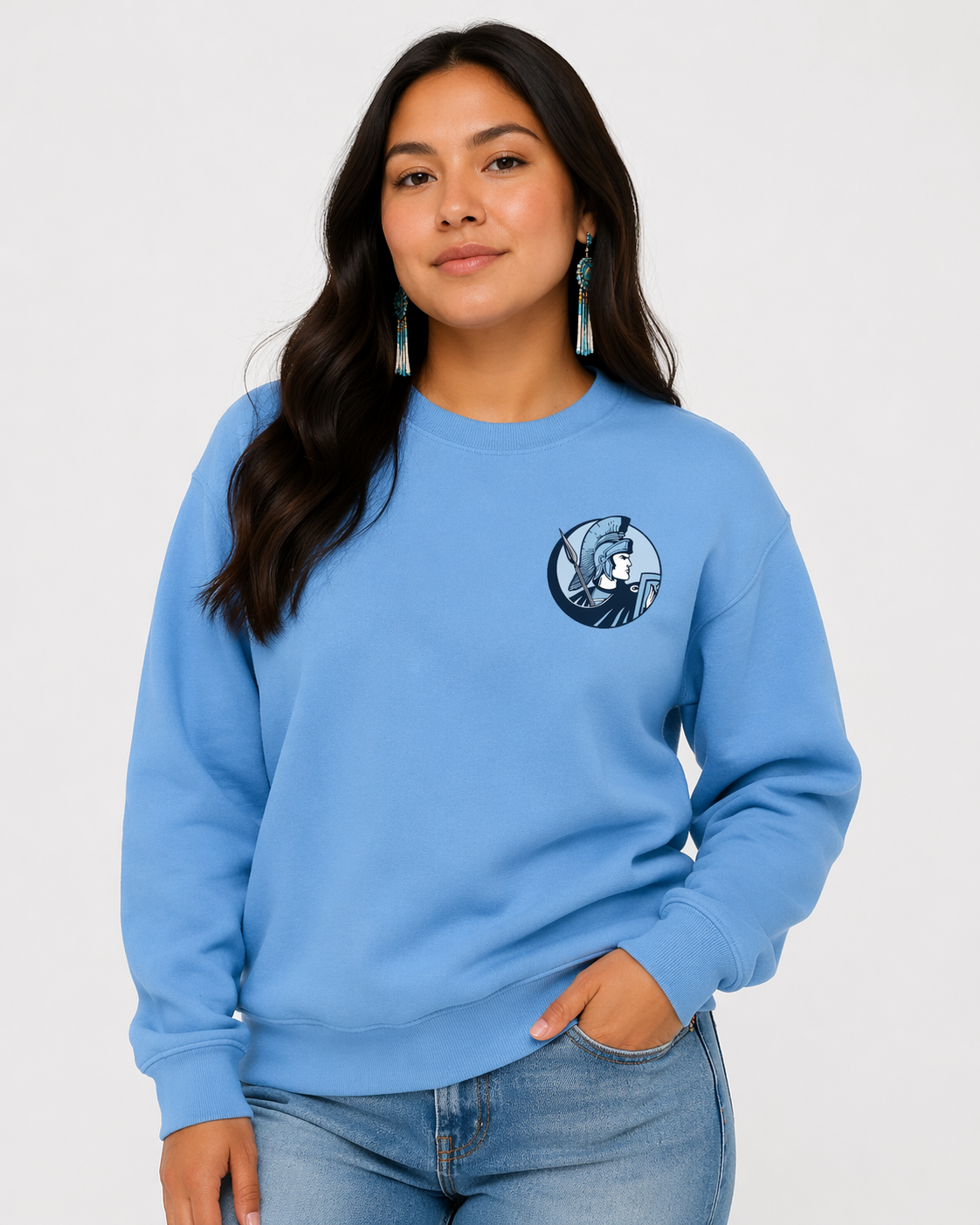 Embroidered School Support Crew Neck Sweatshirt