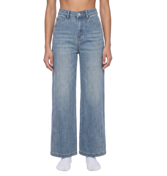 Vintage Wash High Rise Wide Leg Jeans