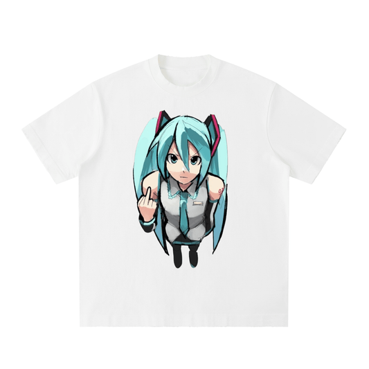 Oversized black MIKU TEE option showcasing colorful character graphic print details
