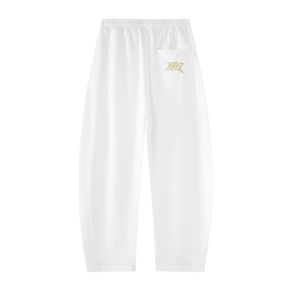 Elevate Single Stripe Sweatpants in white with elastic waistband and side pocket.