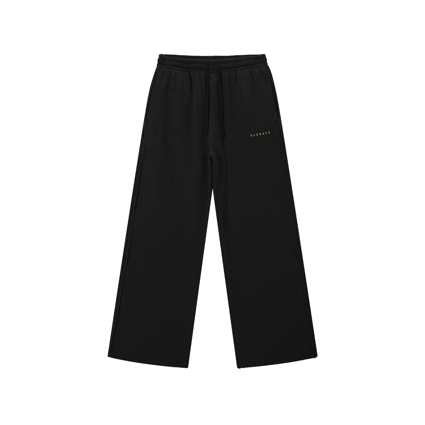 Elevate Sweats black unisex sweatpants with elastic waistband and casual style.