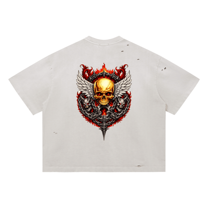Pale Khaki SCARELET CHAINS OF SOVEREIGN TEE with graphic print front view