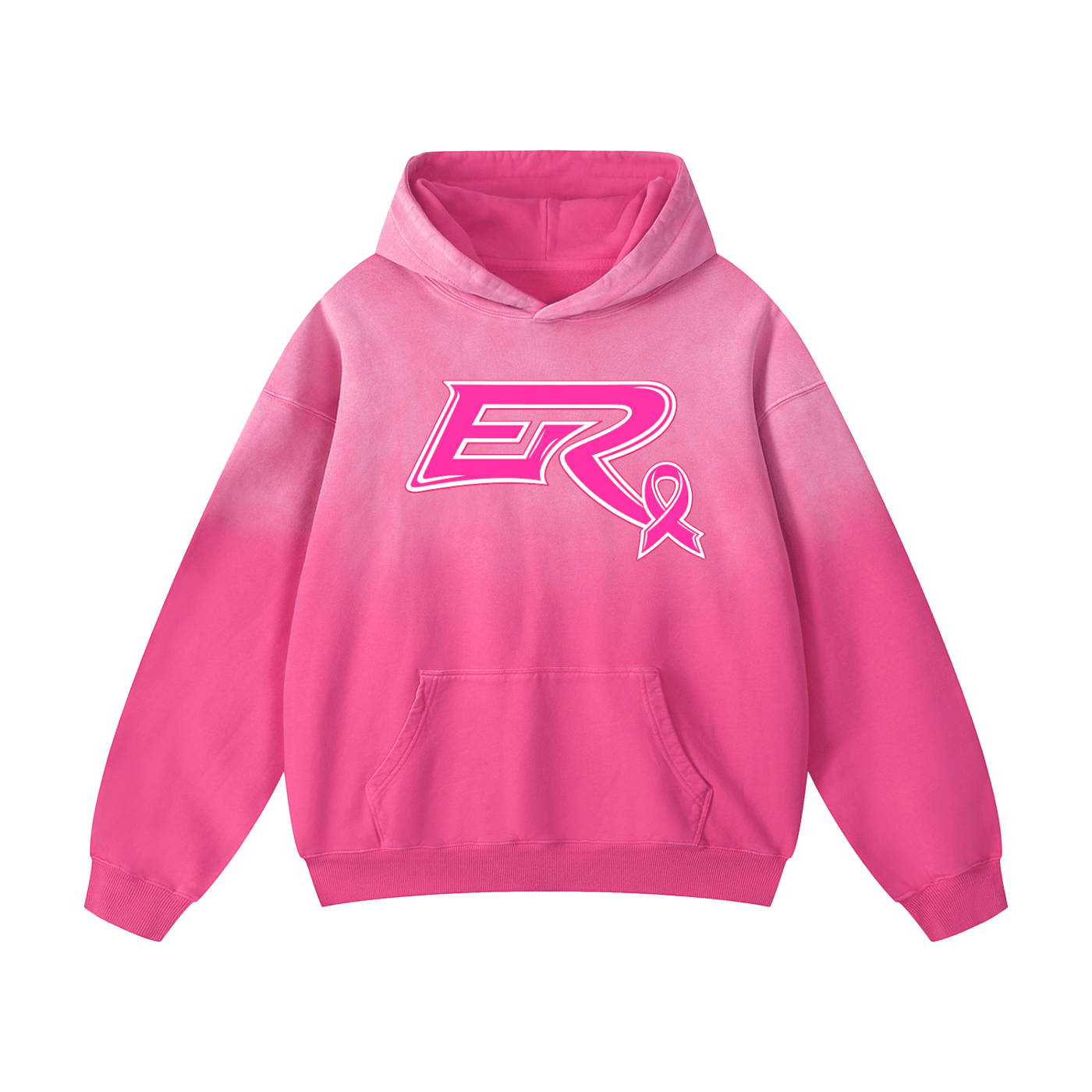 Unisex loose fit pink sunfade hoodie back view styling for street fashion