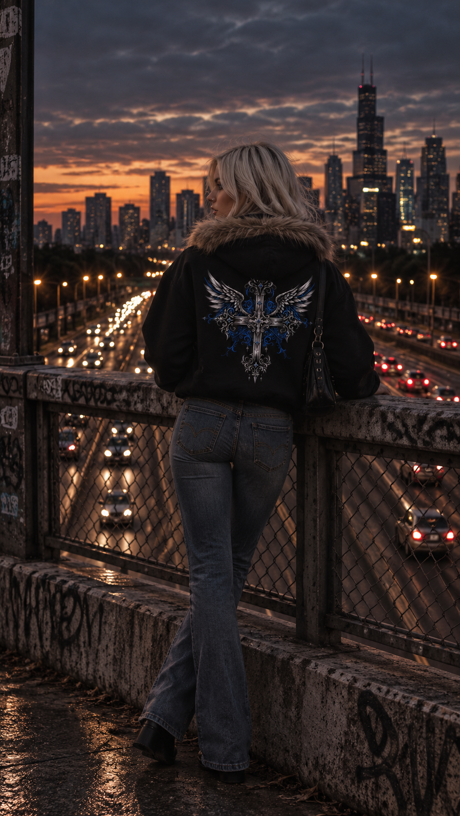 COBALT DIVINITY FUR HOODIE