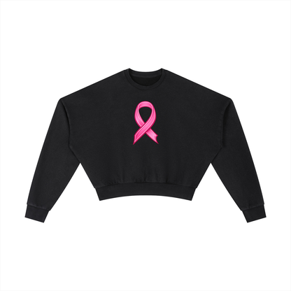 Pink Ribbon Cropped Sweatshirt