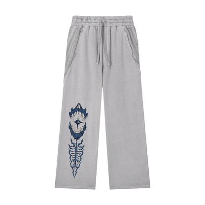 Light gray THE AZURE WITNESS SWEATS showing regular mid waist fit and premium patchwork