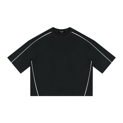 Yin Yang Pump Cover, heavyweight boxy gym shirt with drop shoulder design and contrasting white stripes.