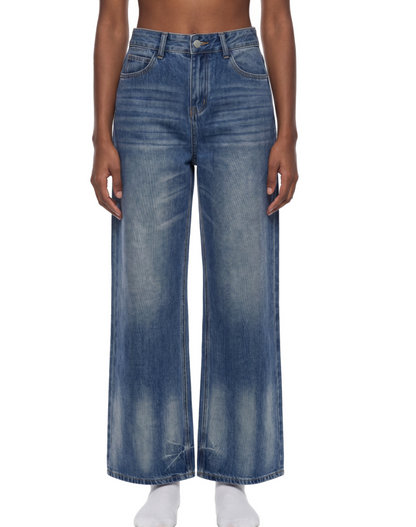 Vintage Wash Wide Leg Jeans