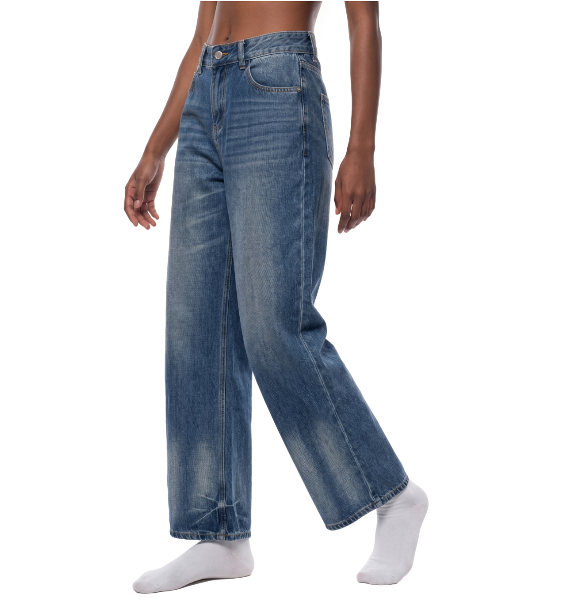 Vintage Wash Wide Leg Jeans
