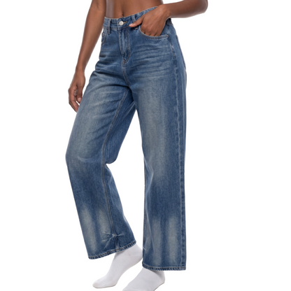 Vintage Wash Wide Leg Jeans