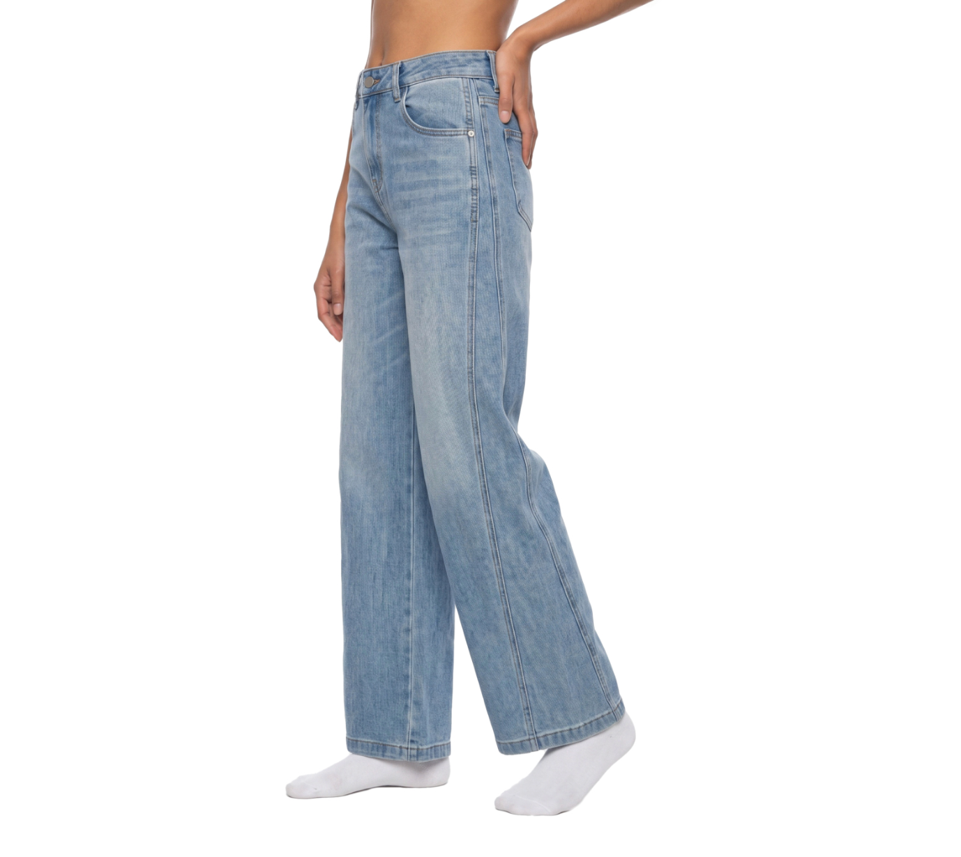 Vintage Wash High Rise Wide Leg Jeans