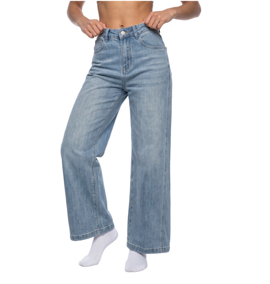 Vintage Wash High Rise Wide Leg Jeans