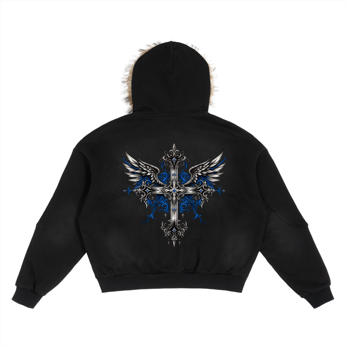COBALT DIVINITY FUR HOODIE