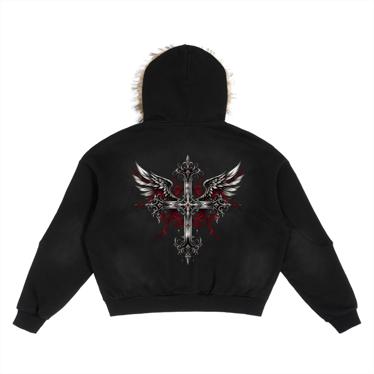 CRIMSON DIVINTY FUR HOODIE