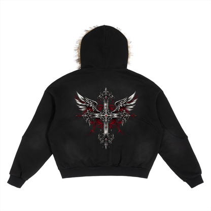 CRIMSON DIVINTY FUR HOODIE