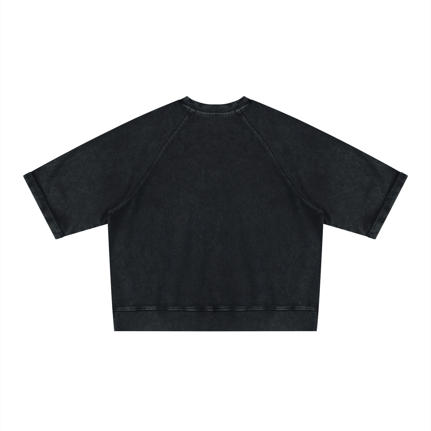 Flat lay studio product view of the black Short Sleeve Pump Cover sweatshirt