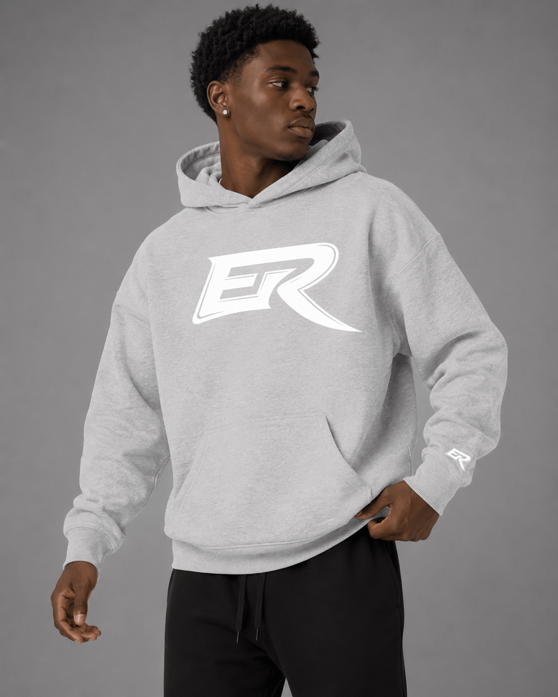 Unisex casual oversized streetwear hoodie with spacious kangaroo pocket detail