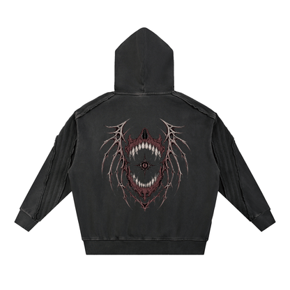 Unisex boxy drop shoulder profile on the thick premium pure cotton crimson hoodie