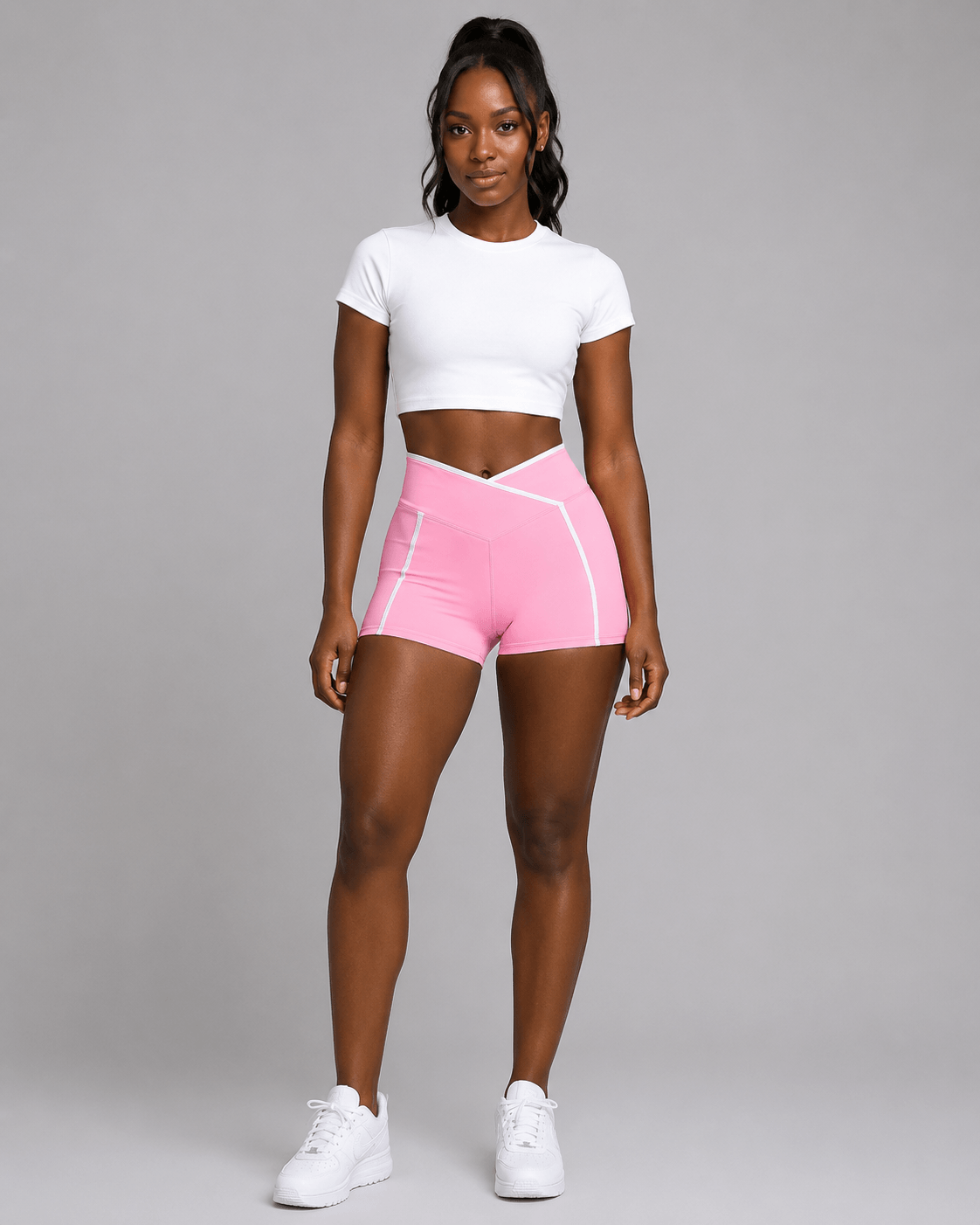 Pink Ribbon Color Block Shorts