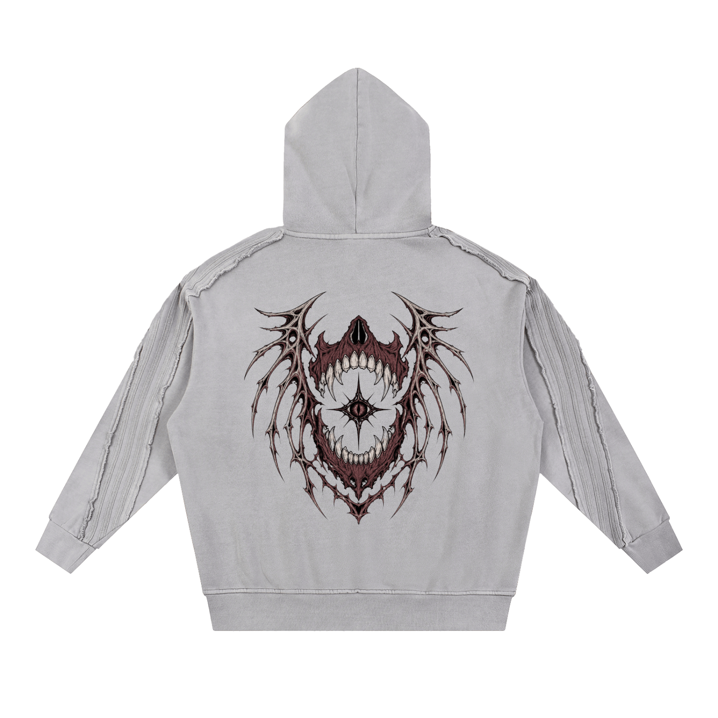 Black WINGED CRIMSON WITNESS HOODIE option showcasing the detailed graphic art layout
